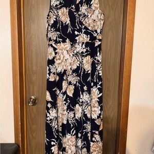 Studio One Navy and Gold Floral Dress- Worn Once, Unaltered, floor length